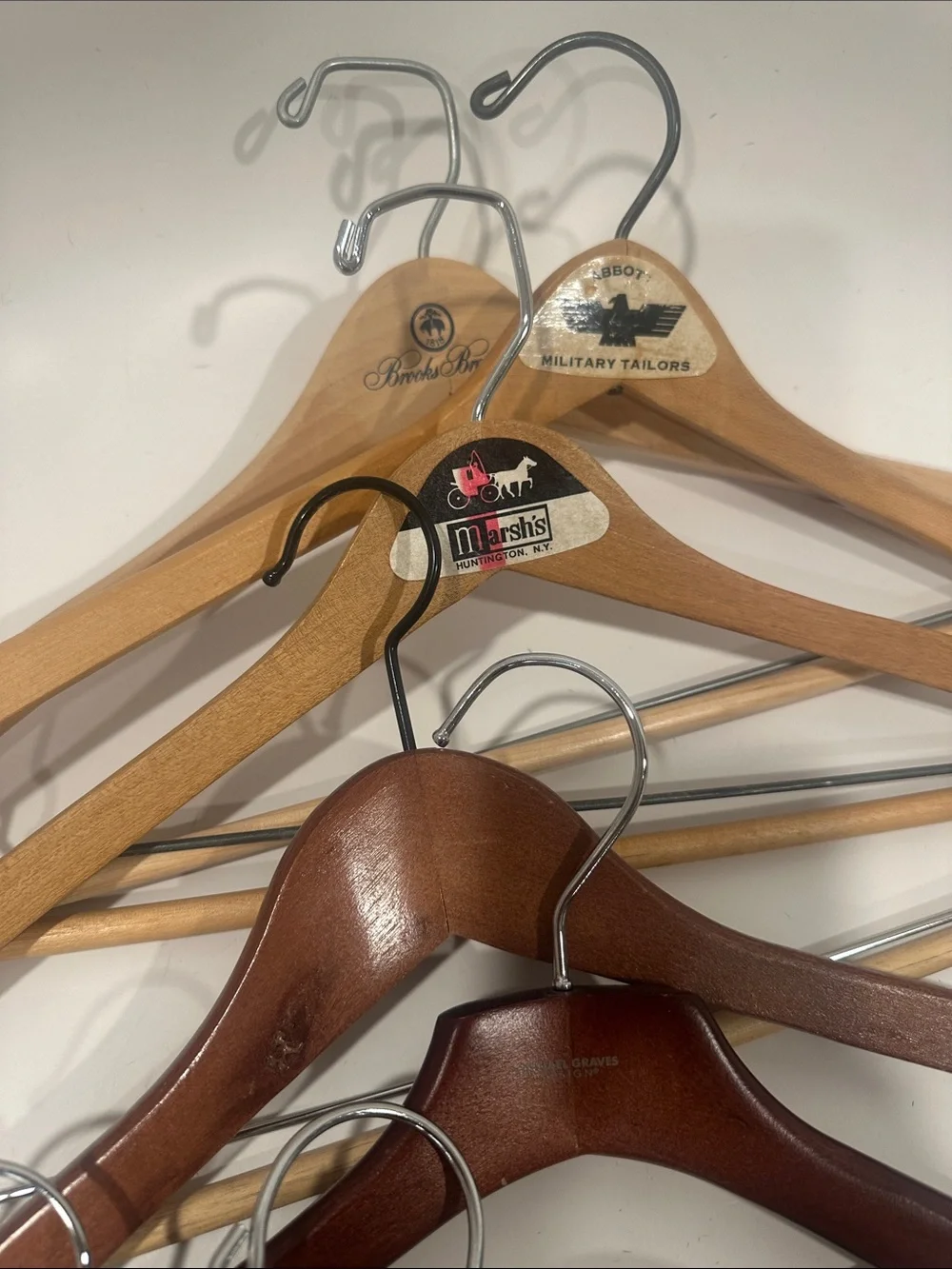 8 Mixed Wooden & Metal Clothing Hangers - Natural and Dark Wood